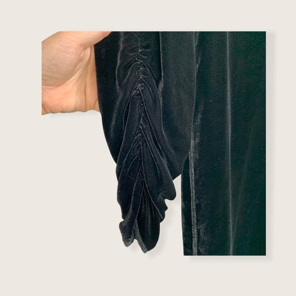 Vintage 90s Andrea Jovine Black Velvet Turtleneck Long Sleeve Tunic Small - Picture 11 of 12